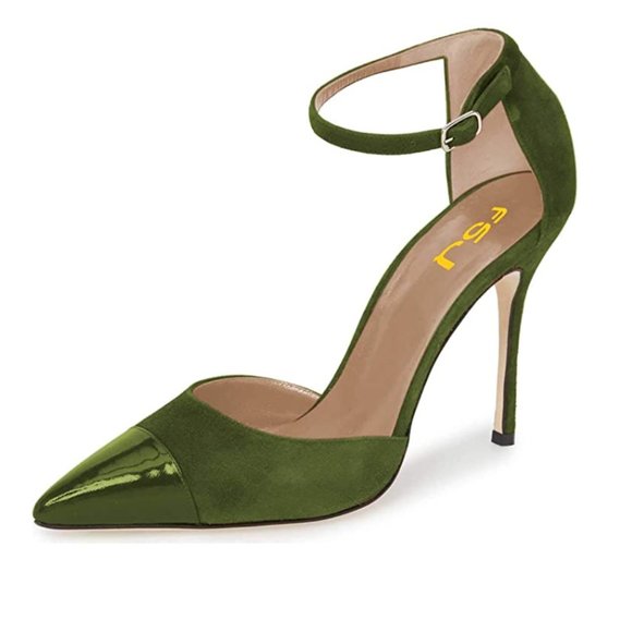 Olive green top stiletto heels